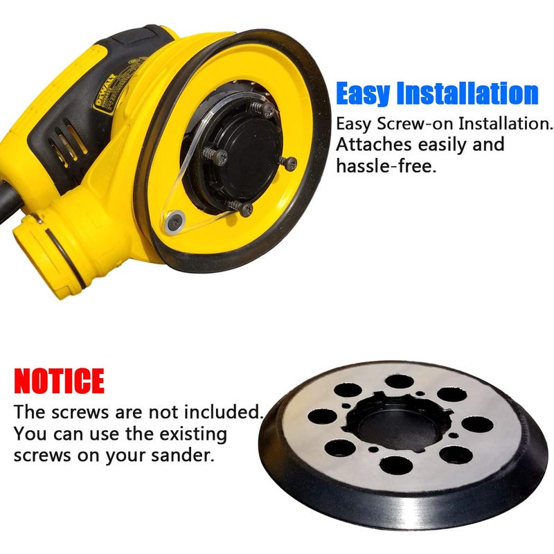 Tockrop 5 Inch 8 Hole Aluminum Alloy Hook and Loop Replacement Sander Pads for Dewalt DWE6421-B2 DWE6421-B3 DWE6423, 6423K DWE6421, 6421K, DCW210B Random Orbit Sander - 5" Sanding Backing Pad - Image 4